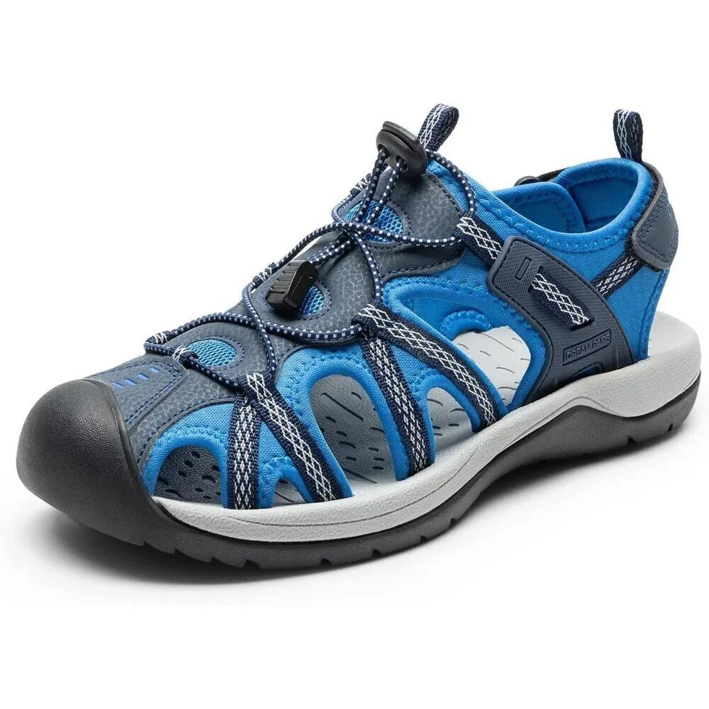 Casual Hiking Sandals Men's Navy  Athletic Cushioned Closed Toe Fisherman Shoes